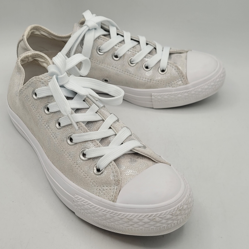 Converse Cream With Silver Sparkle Design Size 7